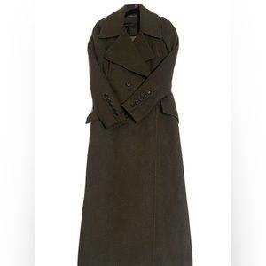 BCBGmaxazria Grayson Double Breasted Long Trench Coat Army Green Brand New xxs